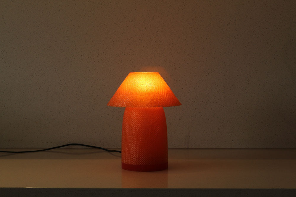 MSIGMA Ettore Designer 3D Printed Lamp | PETG Eco-Friendly Material | Geometric Modern Table/Bedside Lamp | Ambient LED Light for Living Room, Bedroom, Office, Gifting (Made in India) (Orange)