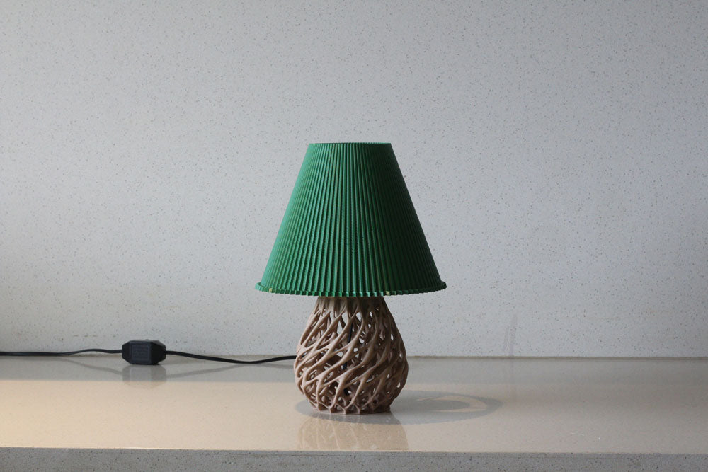 MSIGMA – Organic 3 Table Lamp, 3D Printed Designer LED Light | Modern Artistic Ambient Lamp for Bedroom, Living Room & Office | Handmade in India with PLA (Green/Wood)