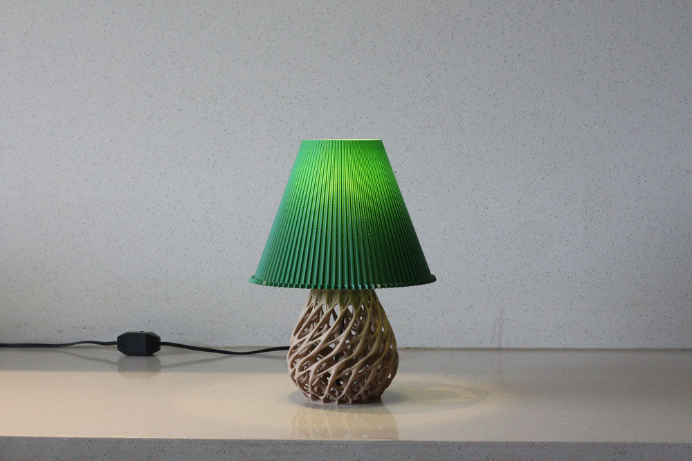 MSIGMA – Organic 3 Table Lamp, 3D Printed Designer LED Light | Modern Artistic Ambient Lamp for Bedroom, Living Room & Office | Handmade in India with PLA (Green/Wood)