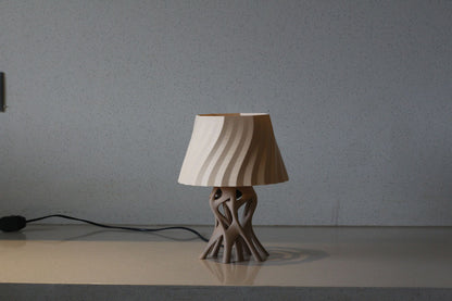 MSIGMA – Organic Table Lamp, 3D Printed Designer LED Light | Modern Artistic Ambient Lamp for Bedroom, Living Room & Office | Handmade in India with PETG (ivory/Brown)