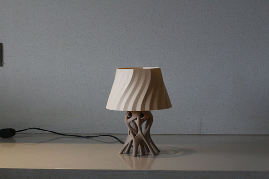 MSIGMA – Organic Table Lamp, 3D Printed Designer LED Light | Modern Artistic Ambient Lamp for Bedroom, Living Room & Office | Handmade in India with PETG (ivory/Brown)