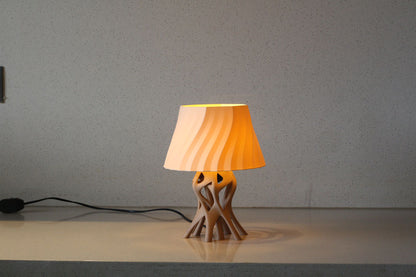 MSIGMA – Organic Table Lamp, 3D Printed Designer LED Light | Modern Artistic Ambient Lamp for Bedroom, Living Room & Office | Handmade in India with PETG (ivory/Brown)