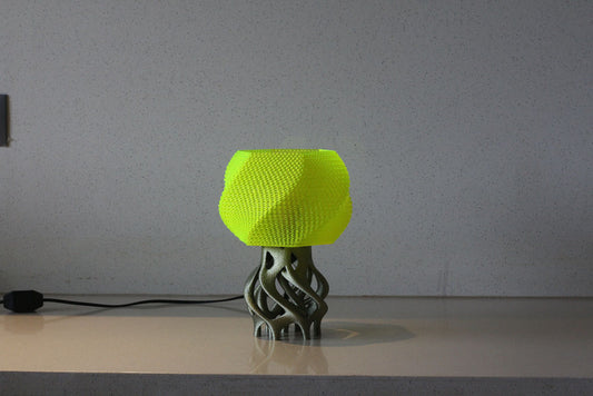 MSIGMA – Organic Table Lamp, 3D Printed Designer LED Light | Modern Artistic Ambient Lamp for Bedroom, Living Room & Office | Handmade in India with PETG (neon/Bronze)